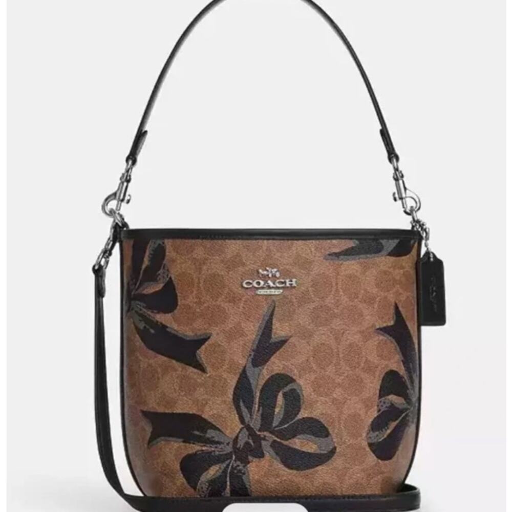 Coach CY651 City Bucket Signature Canvas Bow Print Bag - Pre-Owned